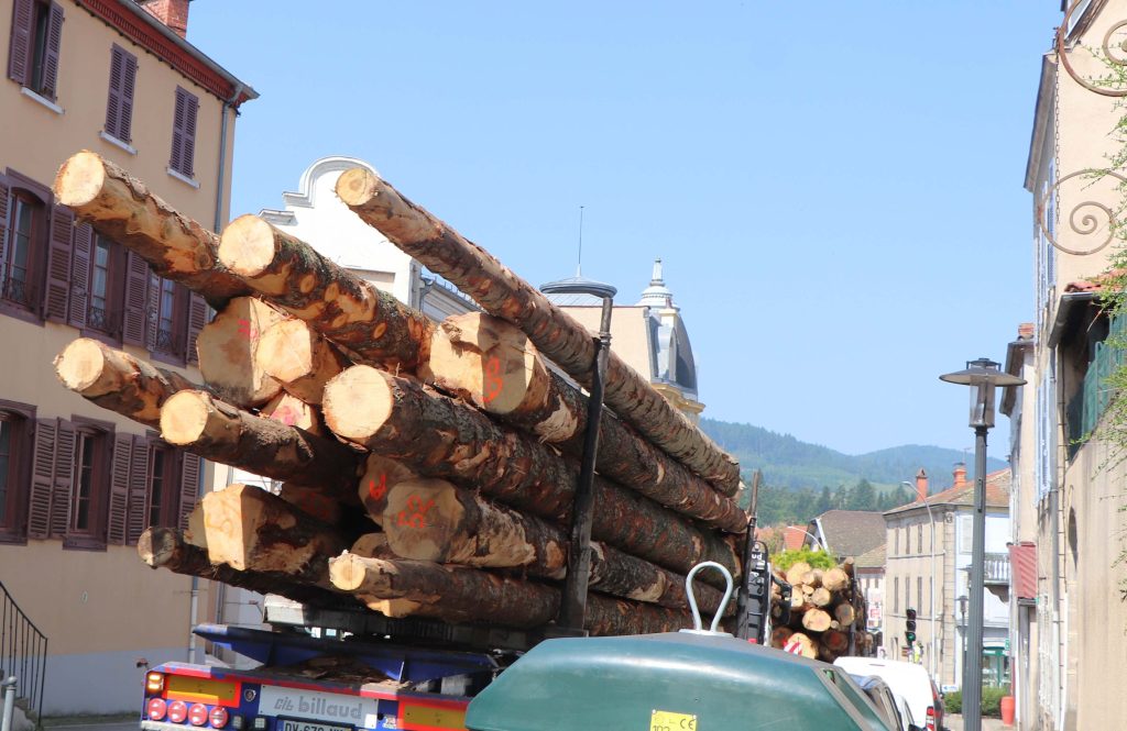 Deux grumiers circulant dans Ambert