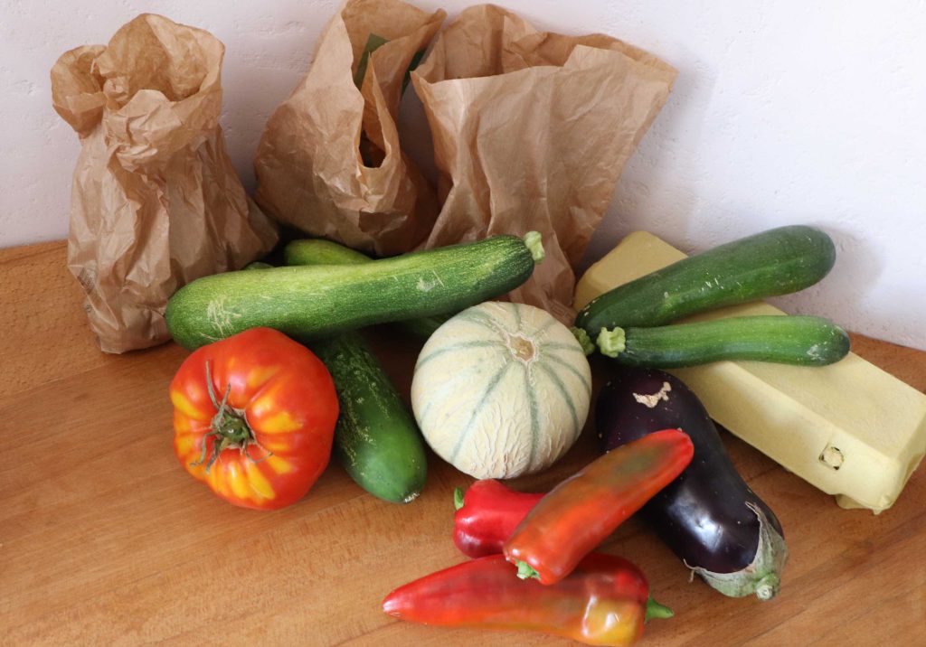 Le contenu de mon panier hebdomadaire